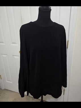 Simply Be Black Long Sleeve Crew Neck Blouse